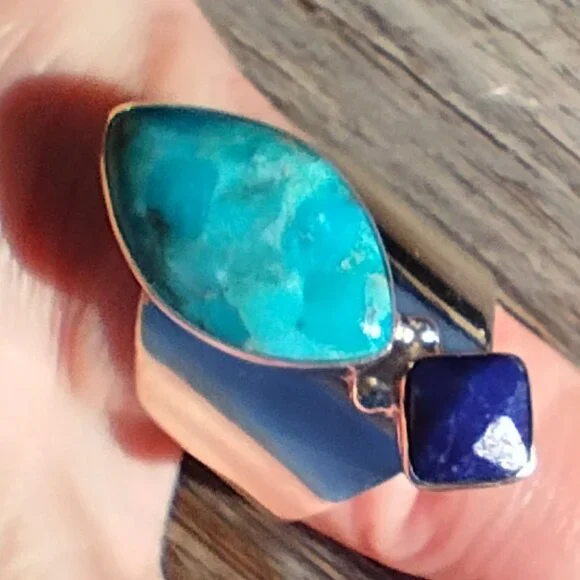 Jay King DTR mine finds turquoise Lapis ring size 9 sterling Silver 925 - Picture 5 of 9